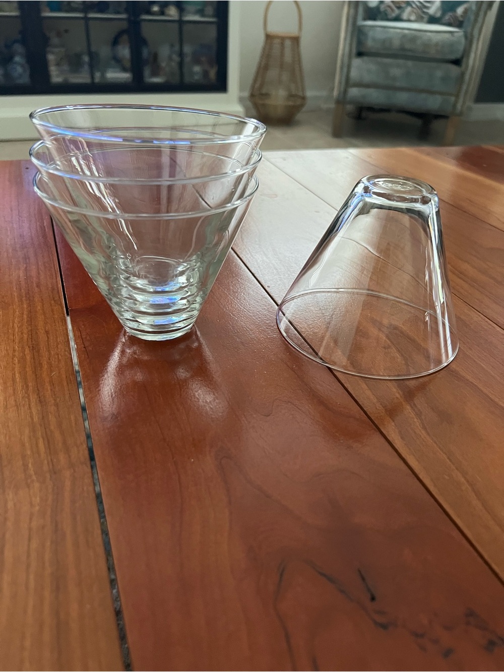 Clear Glass Stemless Martini Glasses– Set of 4–NWOT!